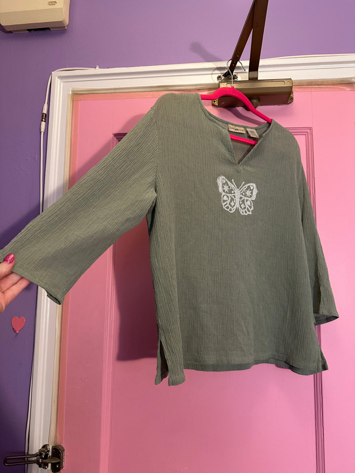 Green butterfly shirt