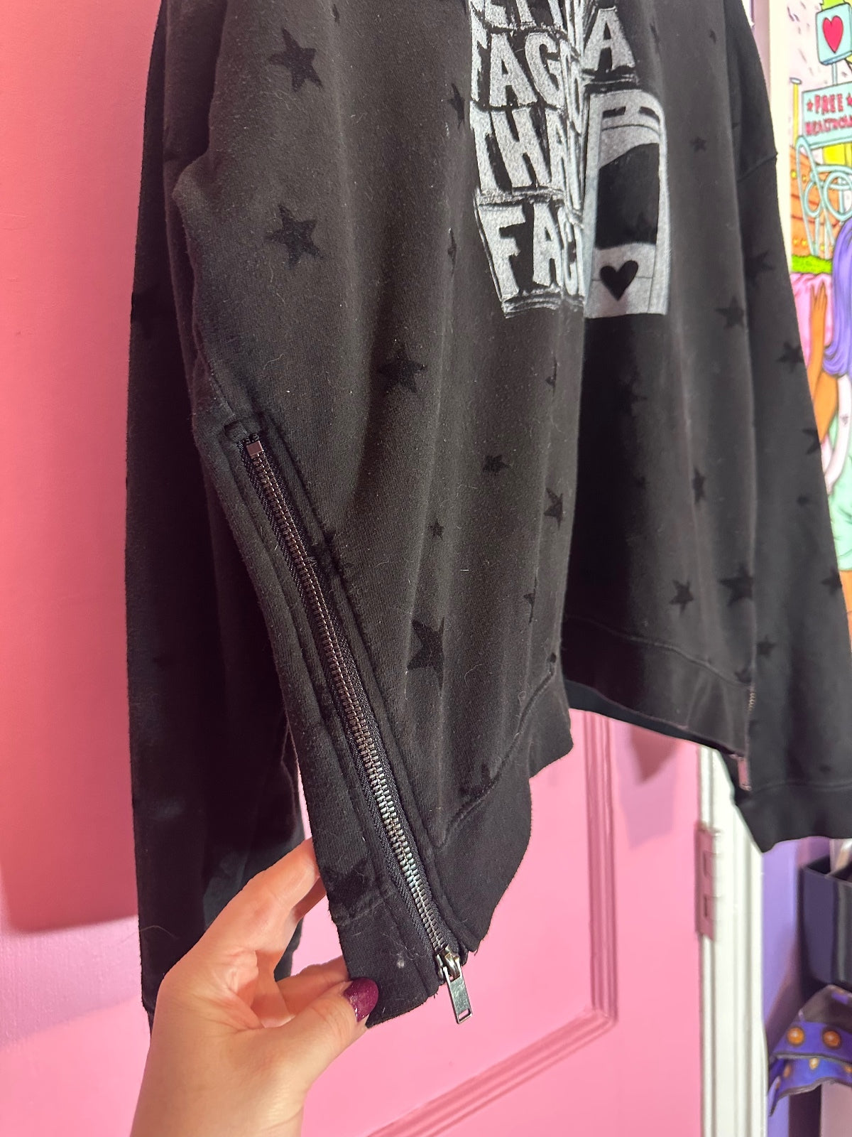XL black sweatshirt with handmade up cycling